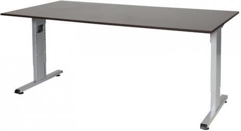 Schaffenburg T-lines bureau hoogte instelbaar (61-90cm) met 180x90cm wenge donker 20mm blad en aluminium (RAL9006) t-poot frame met rechte tenen