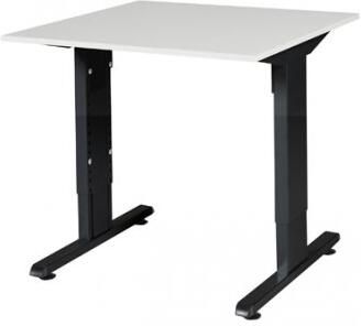 Schaffenburg T-lines bureau hoogte instelbaar (61-90cm) met 80x80cm licht grijs 20mm blad en zwart (RAL9011) t-poot frame met rechte tenen