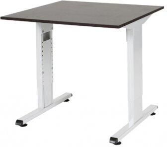 Schaffenburg T-lines bureau hoogte instelbaar (61-90cm) met 80x80cm wenge donker 20mm blad en wit (RAL9010) t-poot frame met rechte tenen