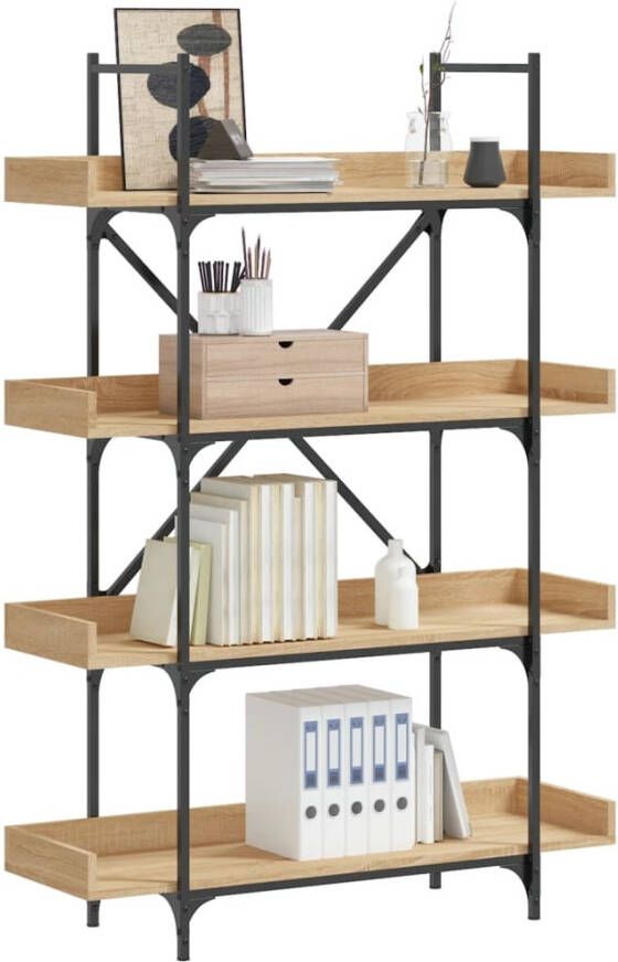 VidaXL Boekenkast 4-laags 100x33x145 5 cm bewerkt hout sonoma eiken