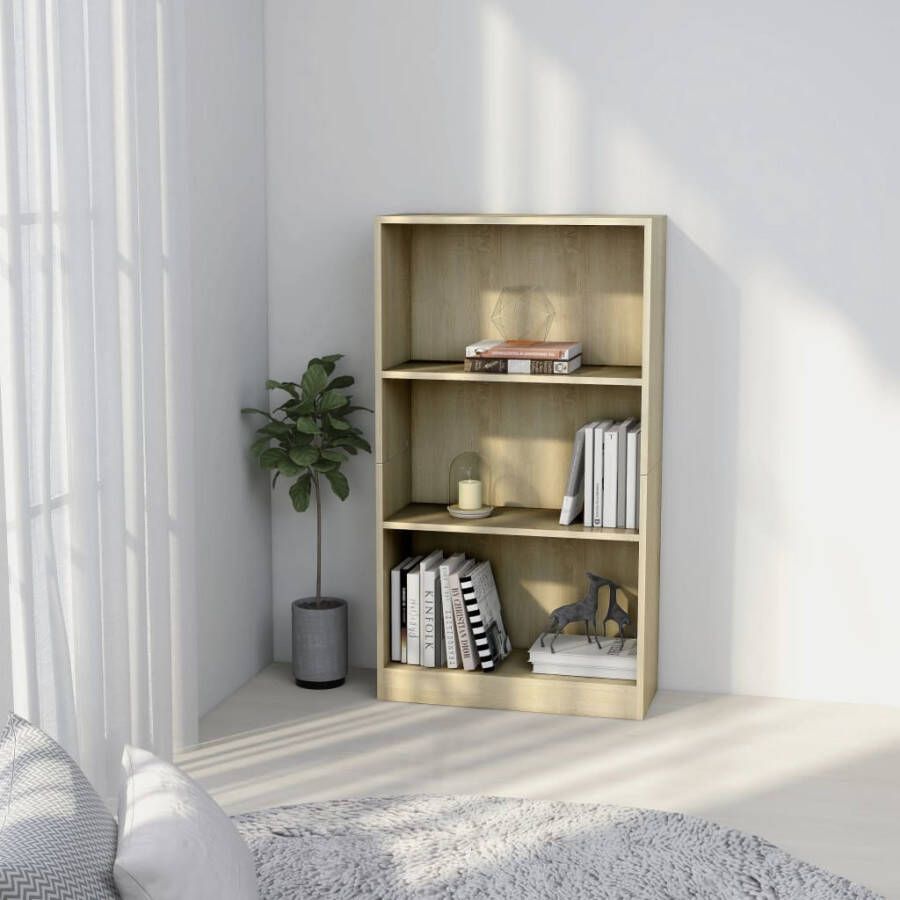 vidaXL Boekenkast met 3 schappen 60x24x109 cm bewerkt hout sonoma eik