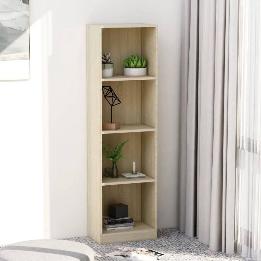 VidaXL Boekenkast met 4 schappen 40x24x142 cm bewerkt hout sonoma eik