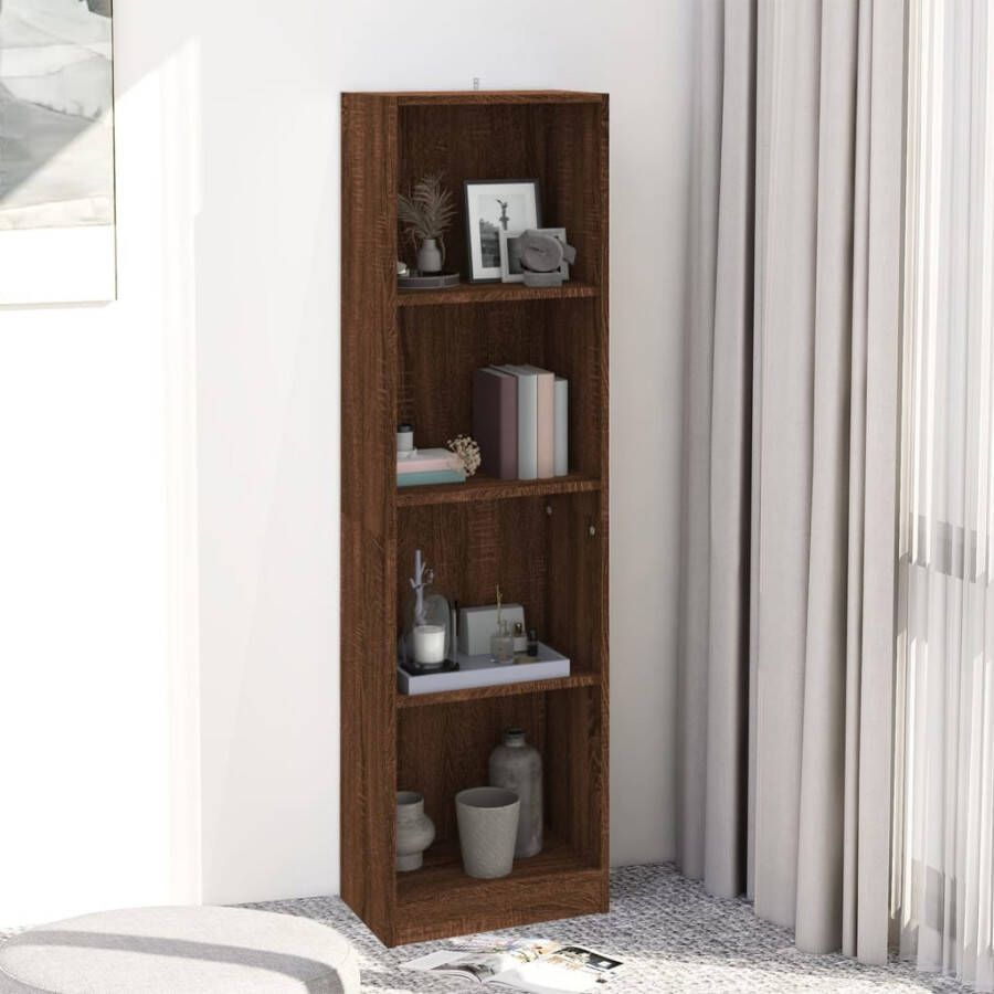 VidaXL Boekenkast met 4 schappen 40x24x143 cm bewerkt hout bruineiken