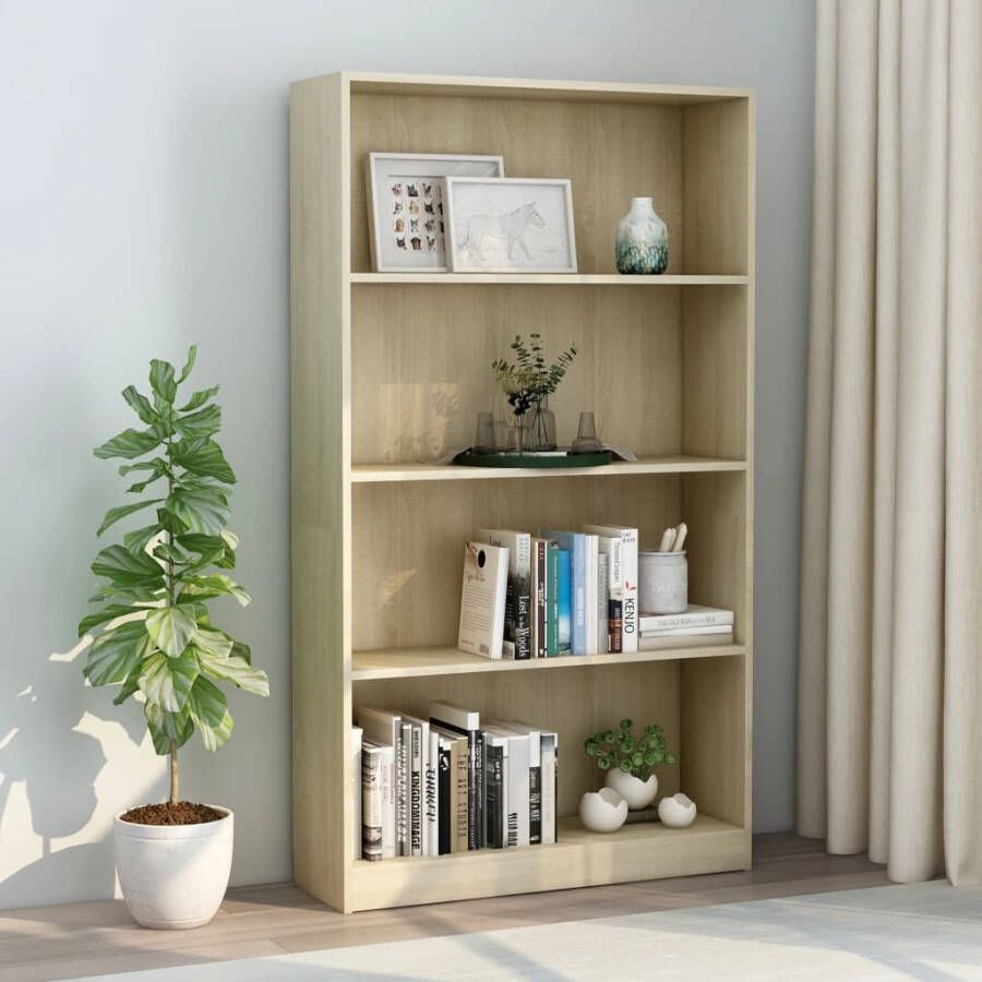 VidaXL Boekenkast met 4 schappen 80x24x142 cm bewerkt hout sonoma eik