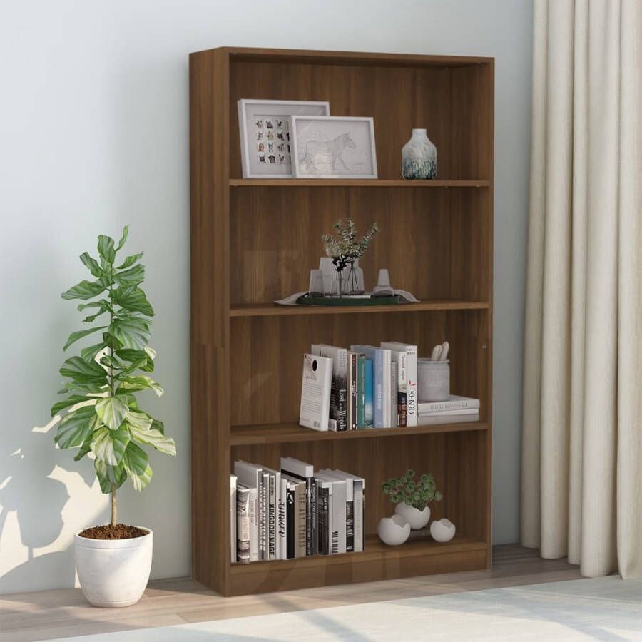 VidaXL Boekenkast met 4 schappen 80x24x142 cm hout bruineikenkleurig