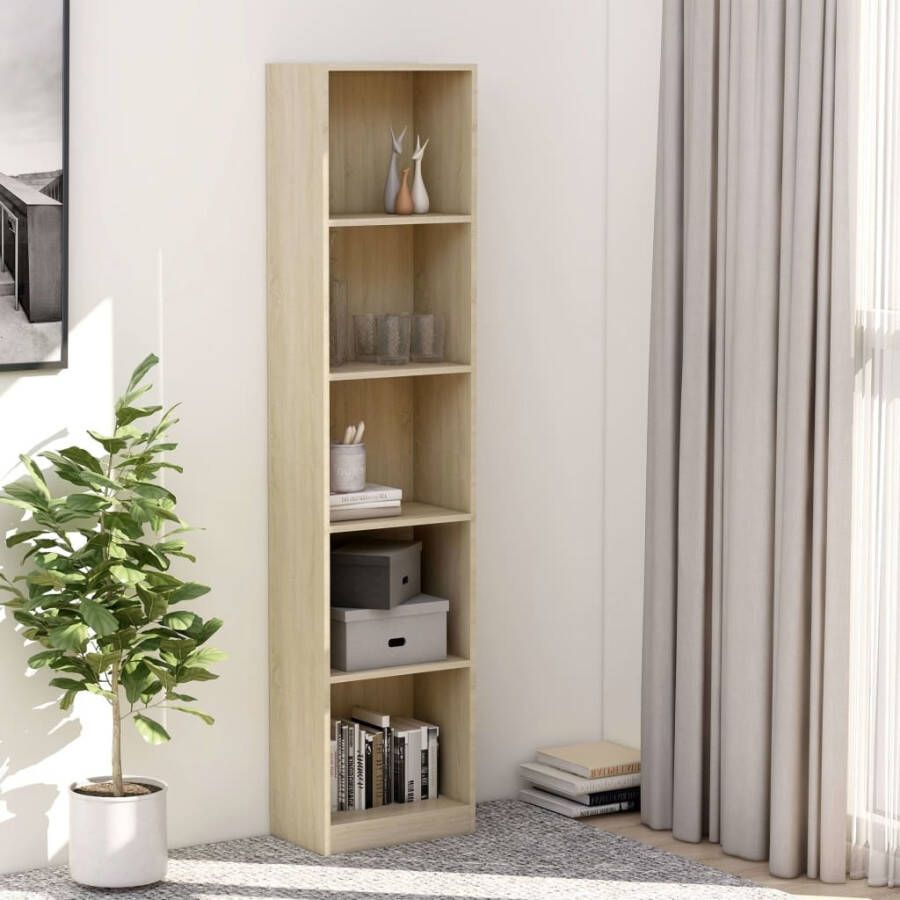 VidaXL Boekenkast met 5 schappen 40x24x175 cm bewerkt hout sonoma eik