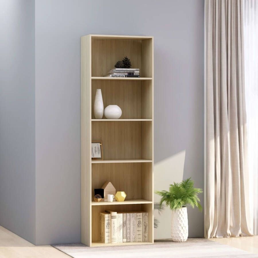 VidaXL Boekenkast met 5 schappen 60x30x189 cm spaanplaat sonoma eiken