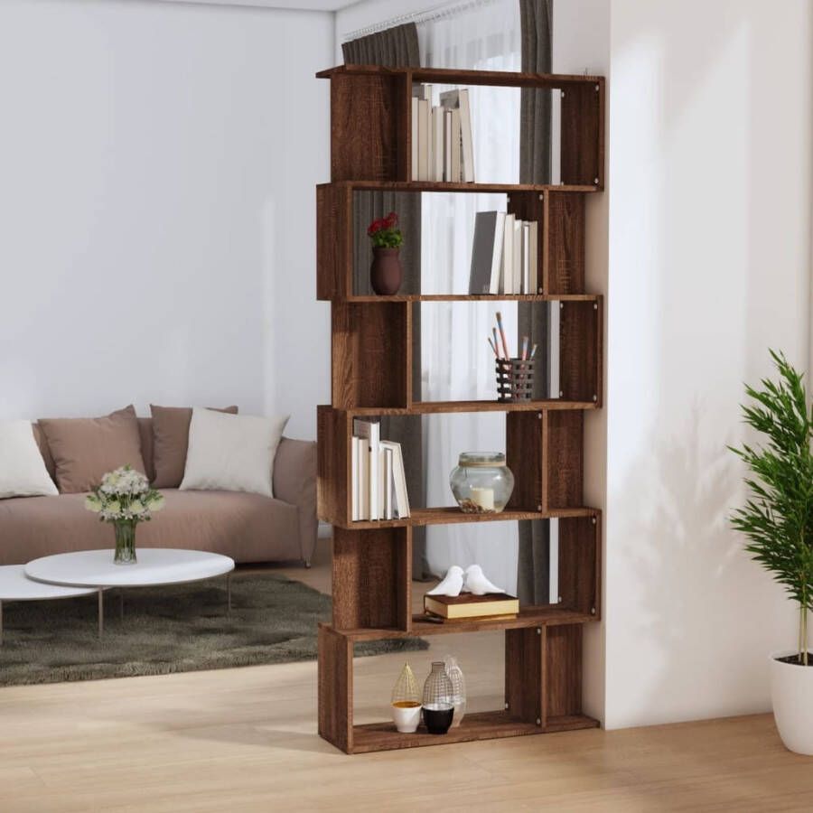 VidaXL Boekenkast kamerscherm 80x24x192 cm bewerkt hout bruineiken