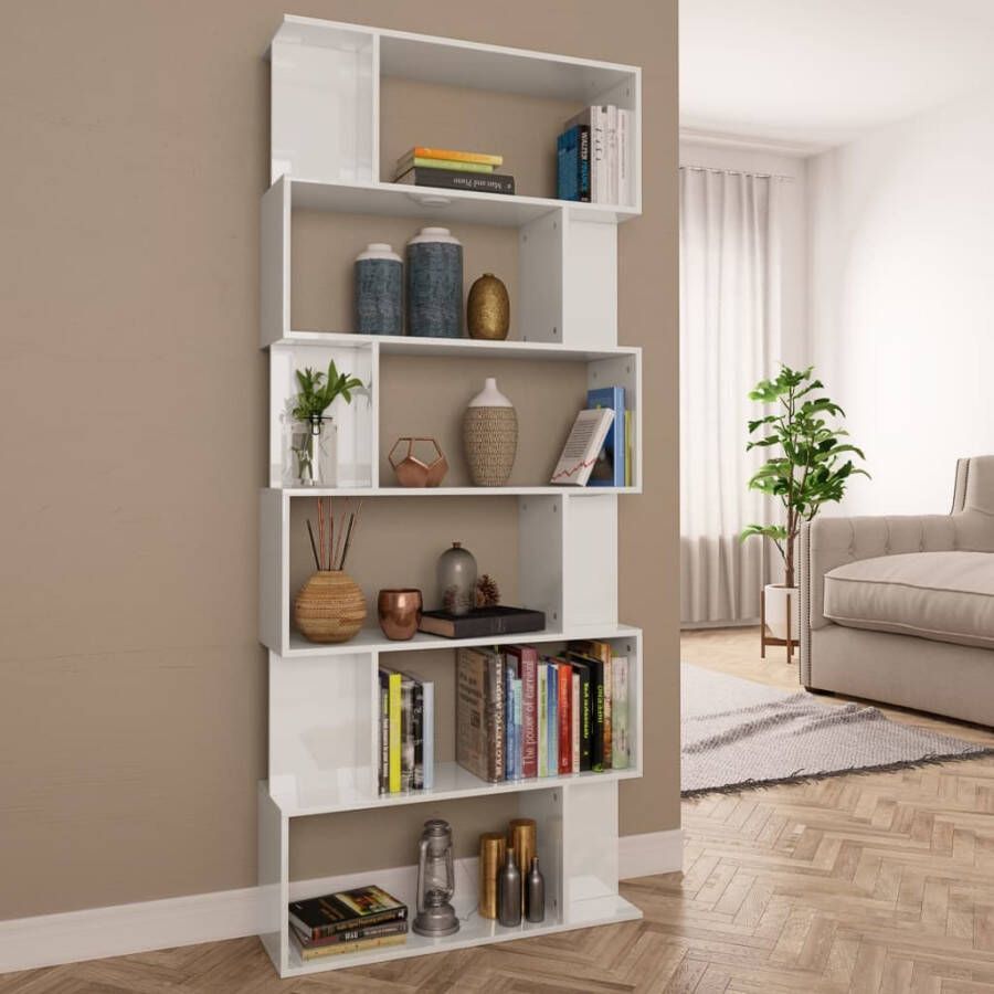 VidaXL Boekenkast kamerscherm 80x24x192 cm hoogglans wit