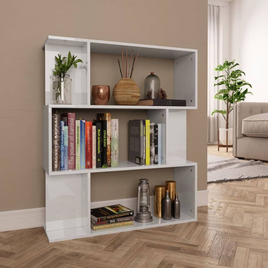 VidaXL Boekenkast kamerscherm 80x24x96 cm hoogglans wit