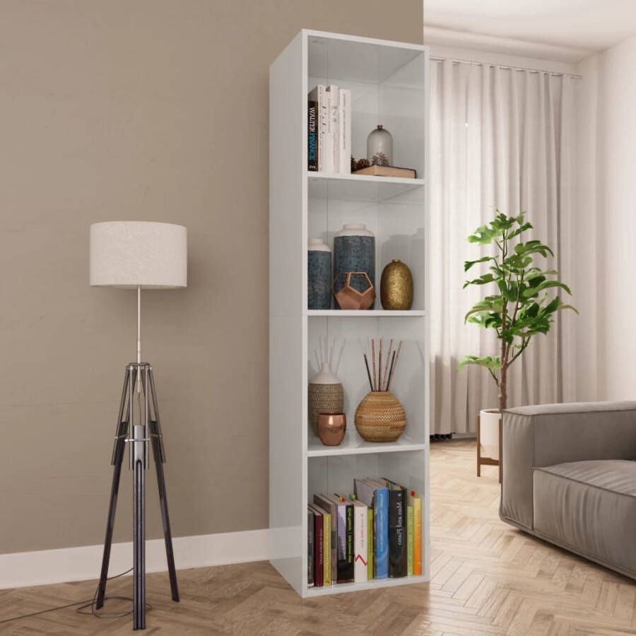 VidaXL Boekenkast tv-meubel 36x30x143 cm bewerkt hout hoogglans wit