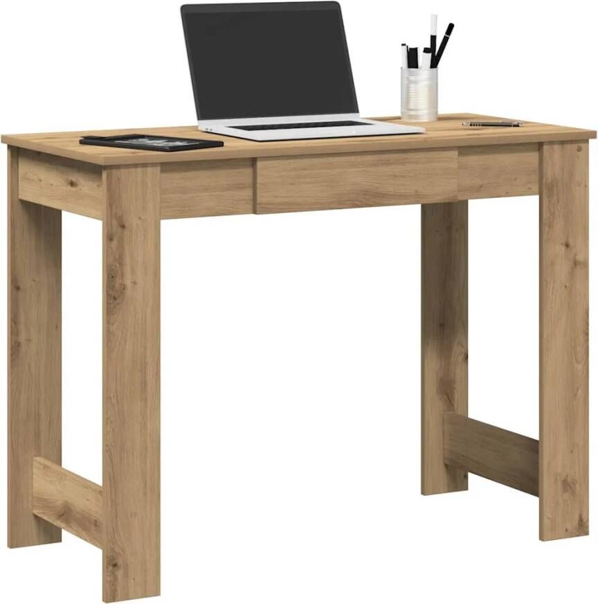 VidaXL Bureau 100x45x75 cm bewerkt hout artisanaal eikenkleur