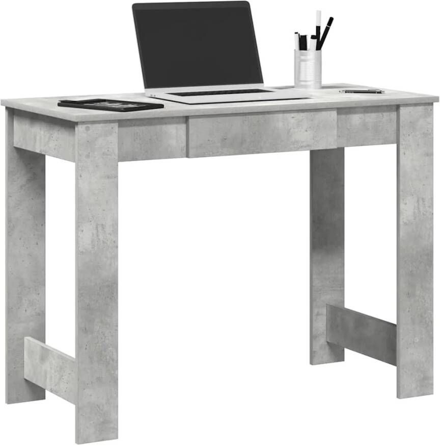 VidaXL Bureau 100x45x75 cm bewerkt hout betongrijs