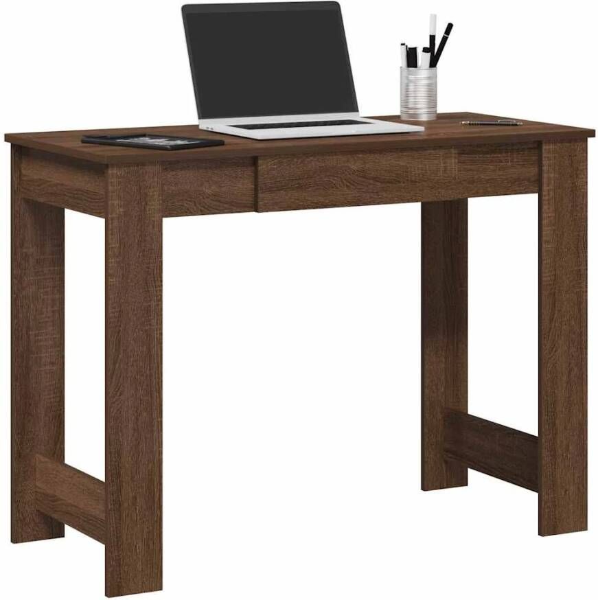 VidaXL Bureau 100x45x75 cm bewerkt hout bruin eikenkleur