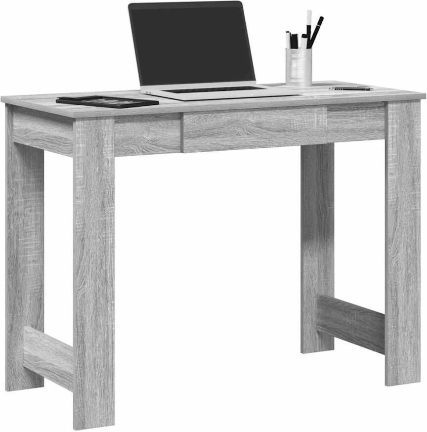 VidaXL Bureau 100x45x75 cm bewerkt hout grijs sonoma eikenkleurig