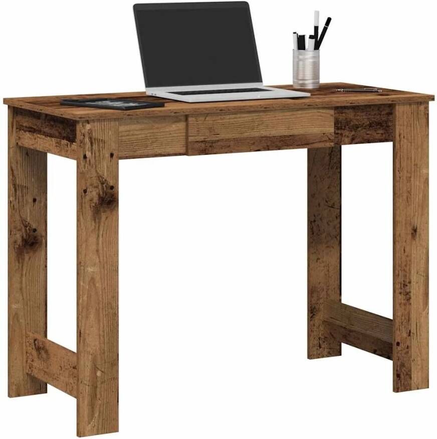 VidaXL Bureau 100x45x75 cm bewerkt hout oud houtkleurig