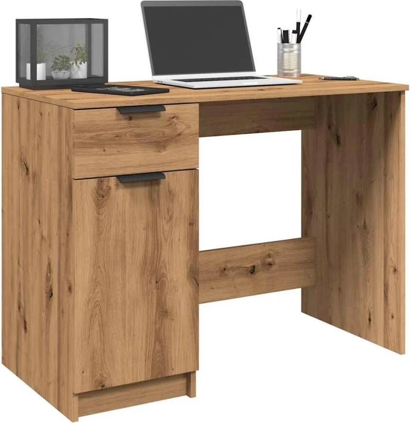 VidaXL Bureau 100x50x75 cm bewerkt hout artisanaal eikenkleur