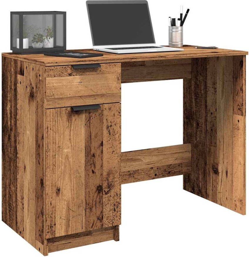 VidaXL Bureau 100x50x75 cm bewerkt hout oud houtkleurig