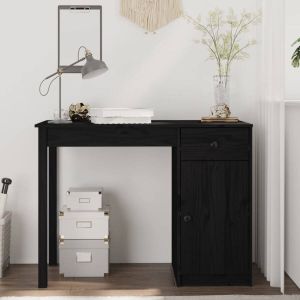 VidaXL Bureau 100x50x75 cm massief grenenhout zwart