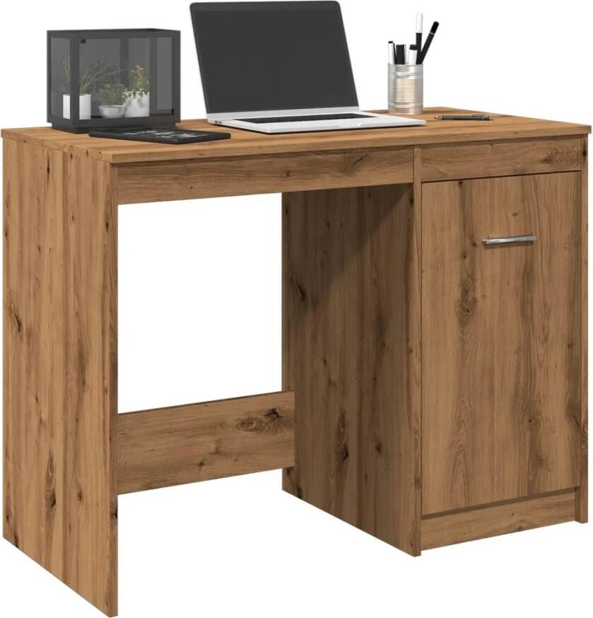 vidaXL Bureau 100x50x76 cm bewerkt hout artisanaal eikenkleur