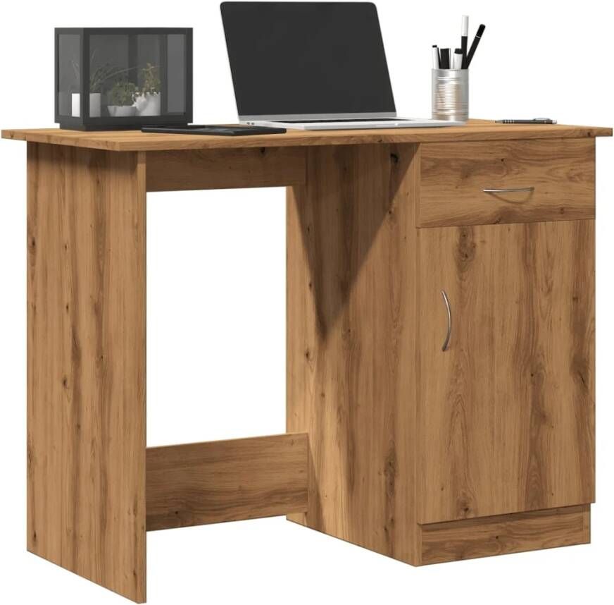 VidaXL Bureau 100x50x76 cm bewerkt hout artisanaal eikenkleur