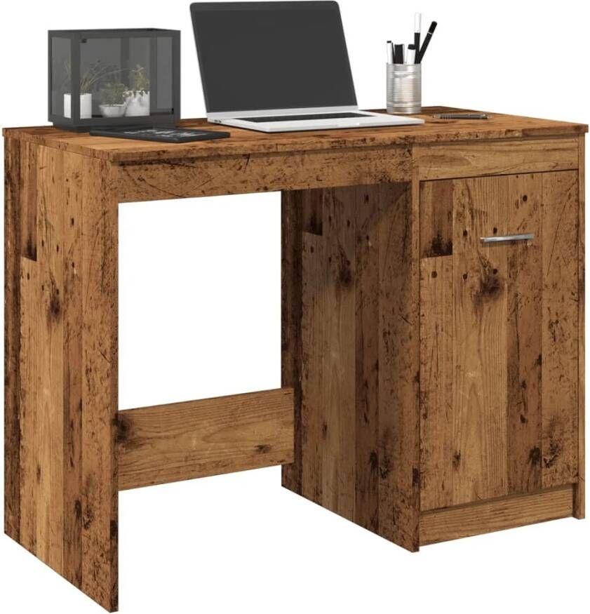 VidaXL Bureau 100x50x76 cm bewerkt hout oud houtkleurig