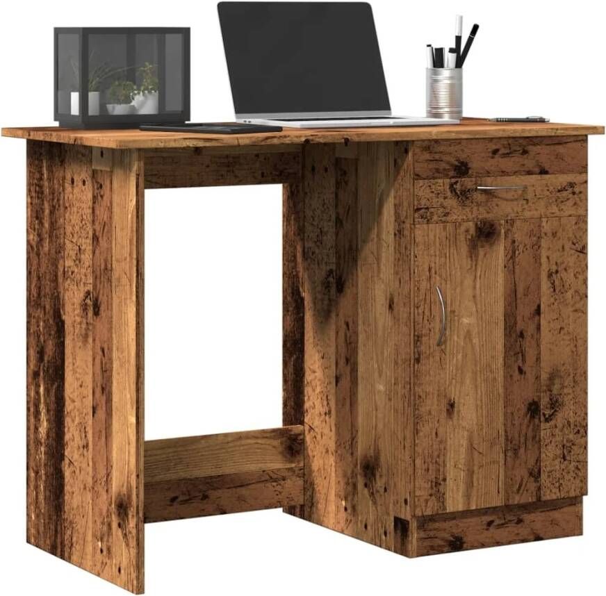 vidaXL Bureau 100x50x76 cm bewerkt hout oud houtkleurig