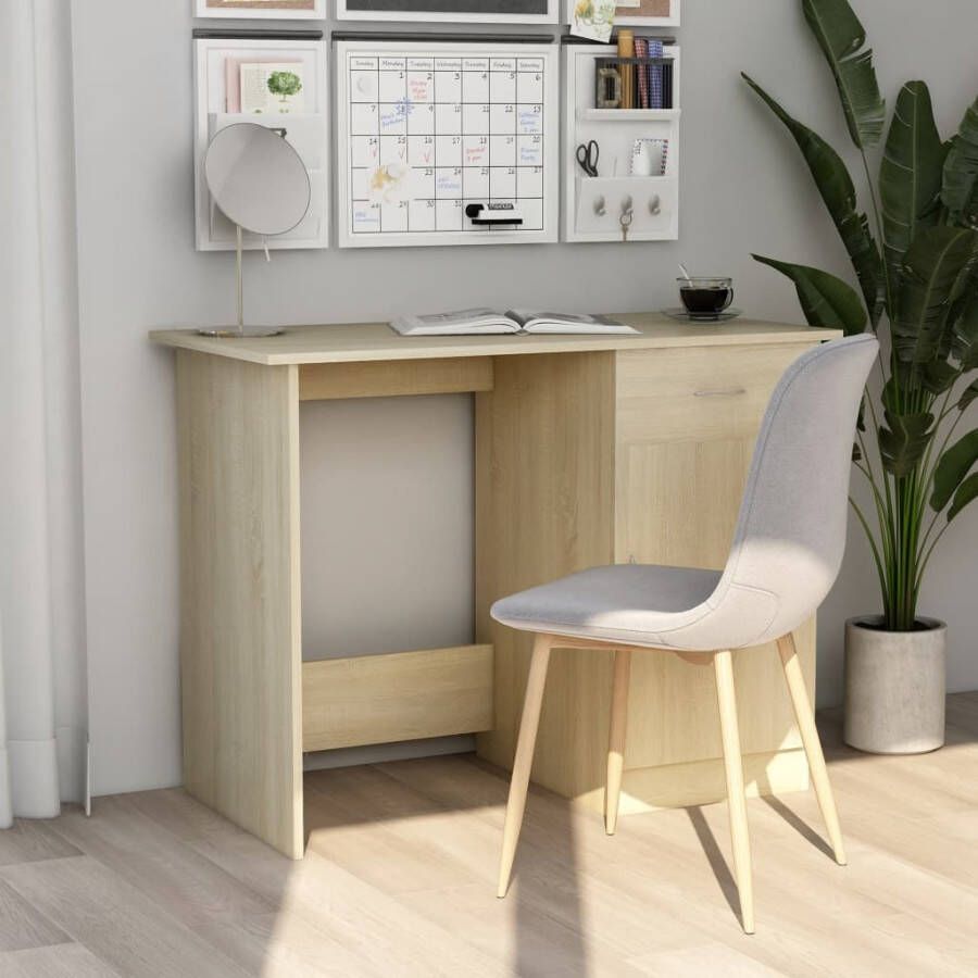 VidaXL Bureau 100x50x76 cm bewerkt hout sonoma eikenkleurig