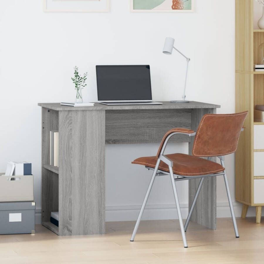 VidaXL Bureau 100x55x75 cm bewerkt hout grijs sonoma eikenkleurig