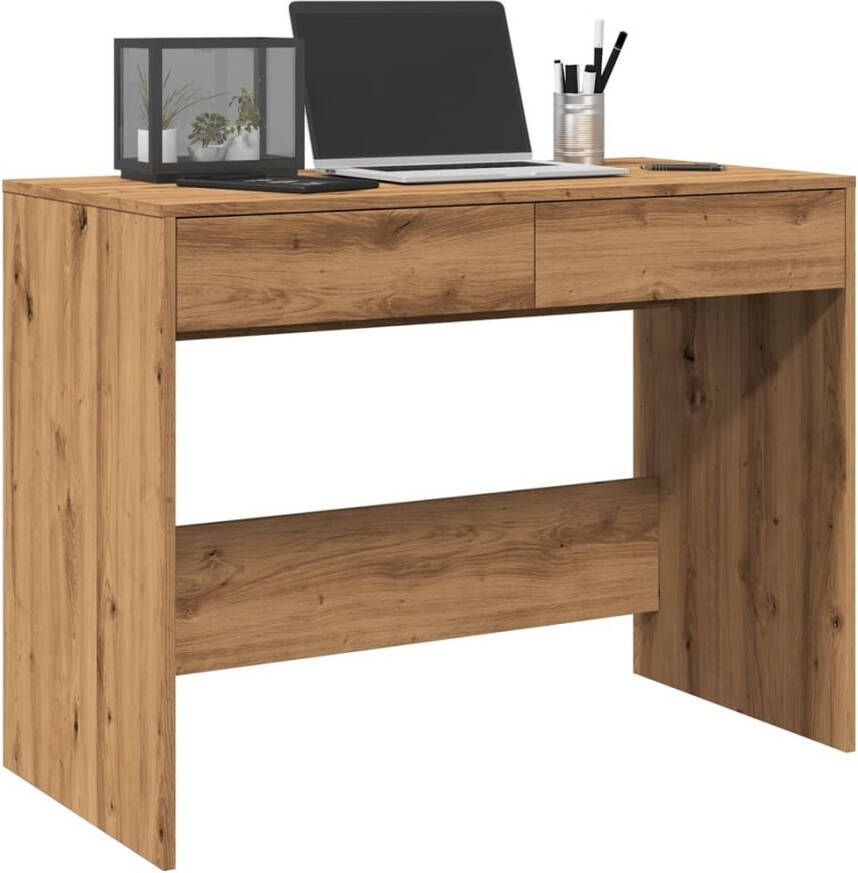 VidaXL Bureau 101x50x76 5 cm bewerkt hout artisanaal eikenkleur