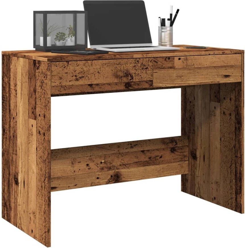 VidaXL Bureau 101x50x76 5 cm bewerkt hout oud houtkleurig