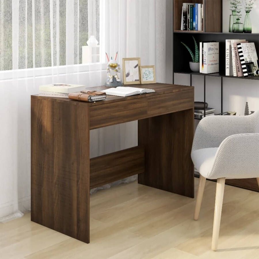 VidaXL Bureau 101x50x76 5 cm spaanplaat bruineikenkleurig