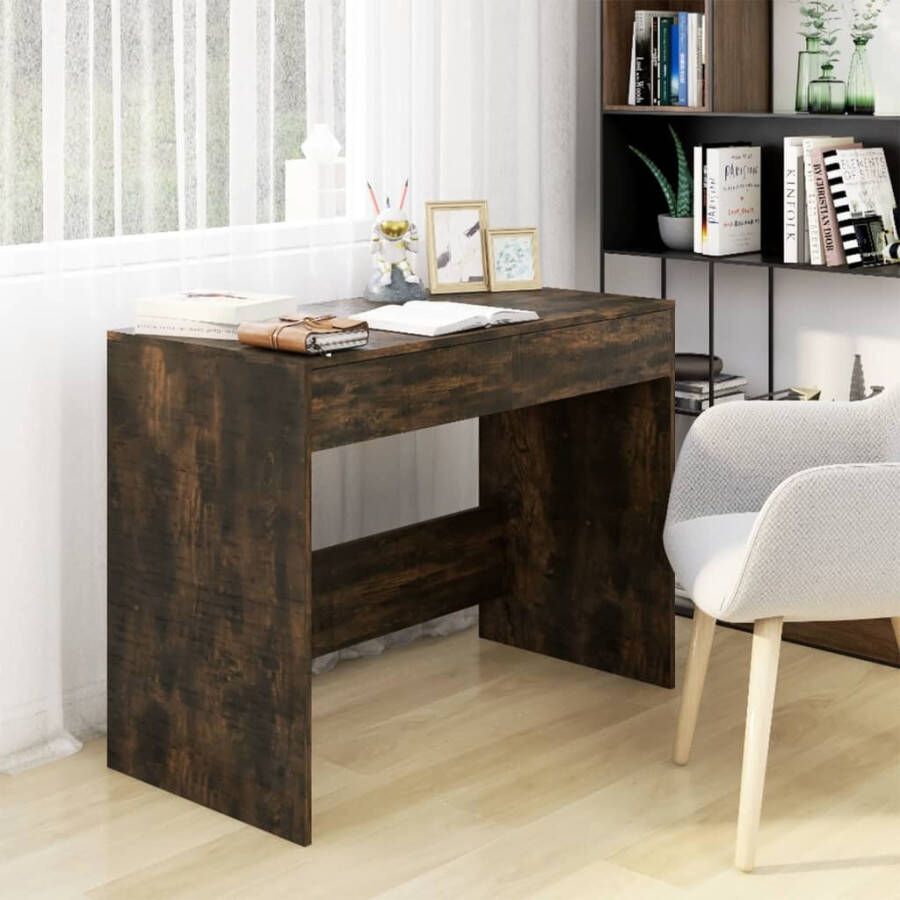 VidaXL Bureau 101x50x76 5 cm spaanplaat gerookt eikenkleurig