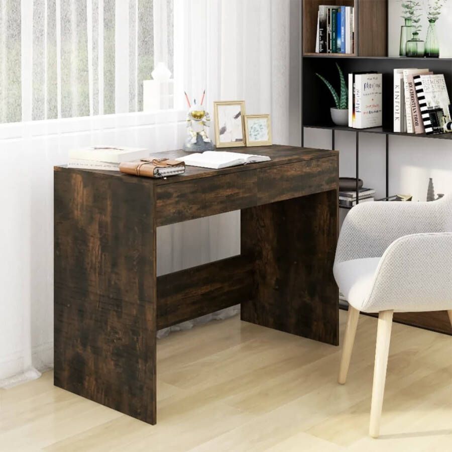 vidaXL Bureau 101x50x76 5 cm spaanplaat gerookt eikenkleurig