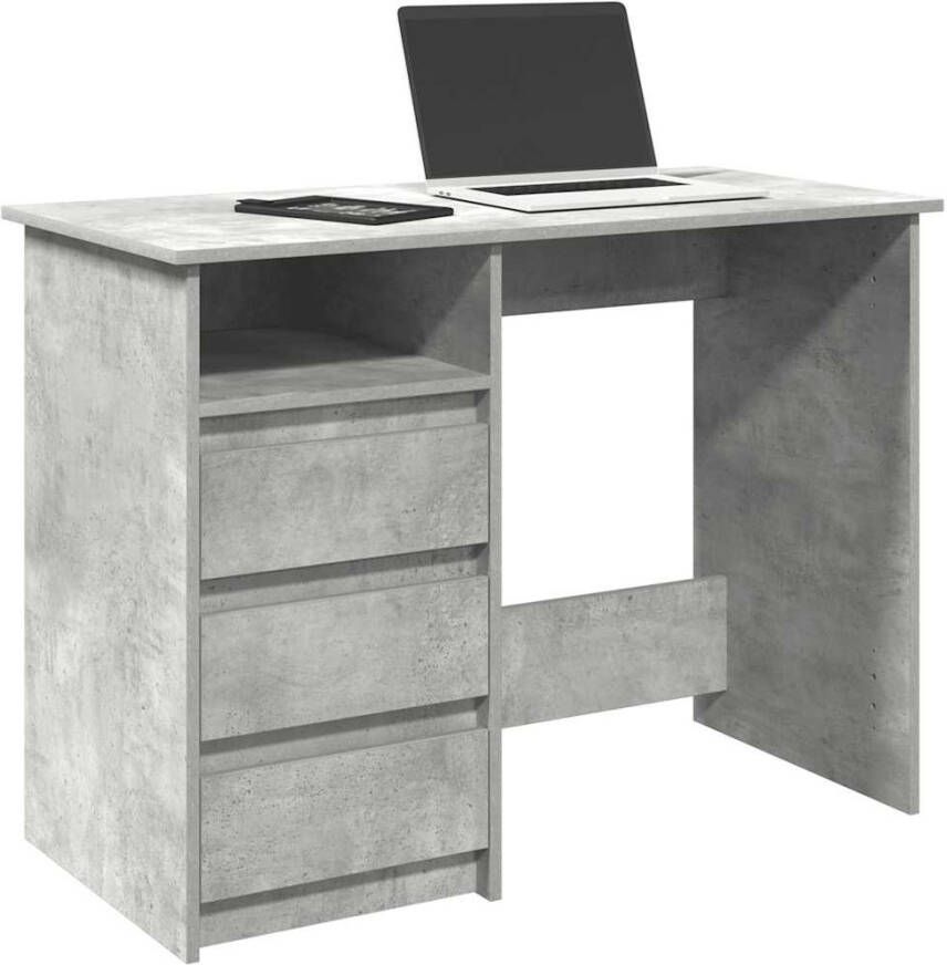 VidaXL Bureau 102x50x75 cm bewerkt hout betongrijs