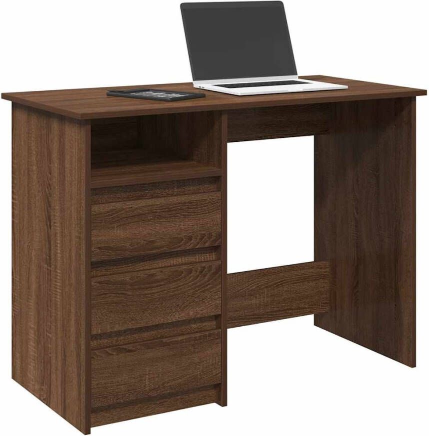 VidaXL Bureau 102x50x75 cm bewerkt hout bruin eikenkleurig