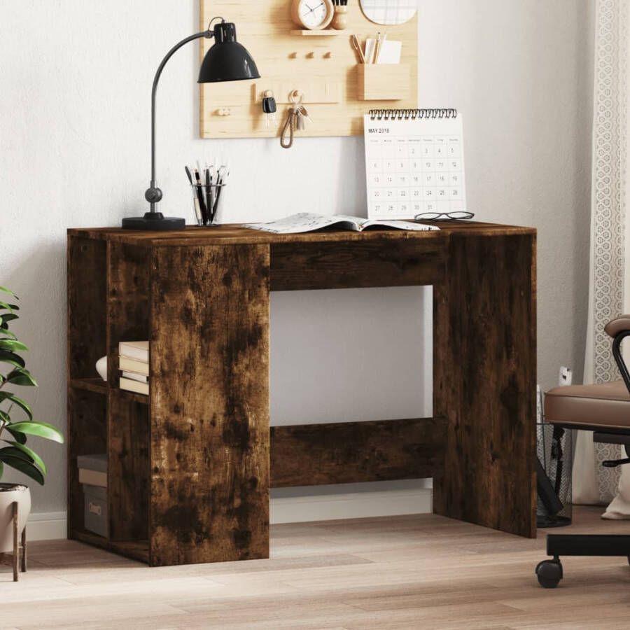 vidaXL Bureau 102x50x75 cm bewerkt hout gerookt eikenkleurig