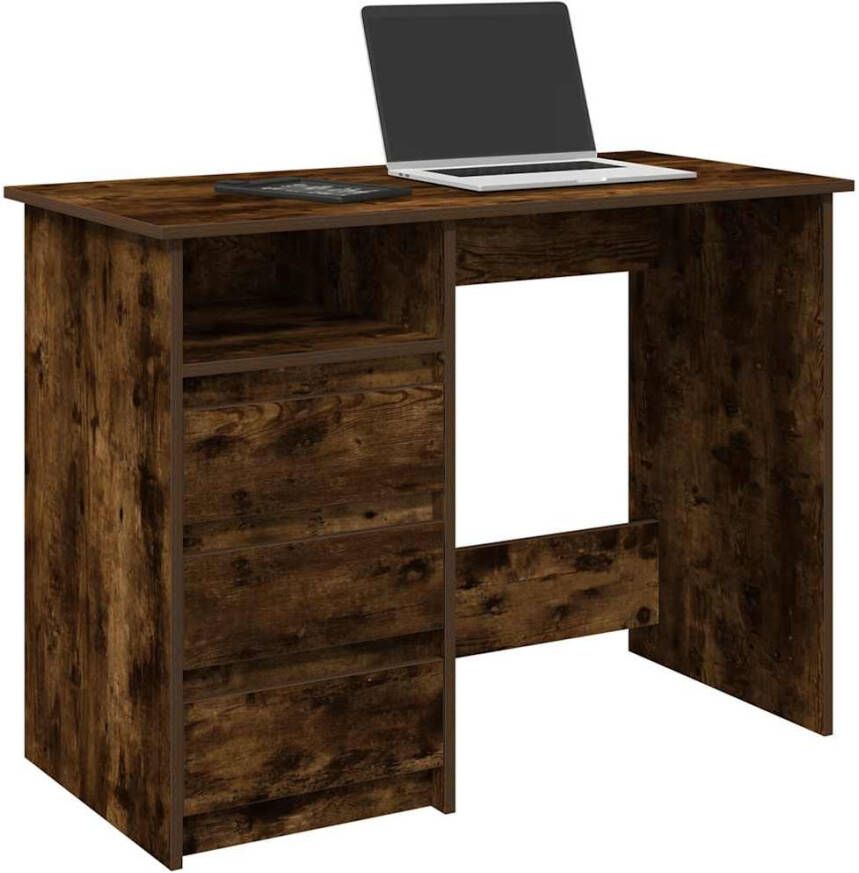 VidaXL Bureau 102x50x75 cm bewerkt hout gerookt eikenkleurig