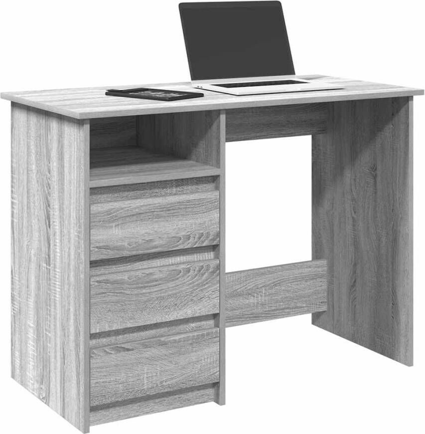 VidaXL Bureau 102x50x75 cm bewerkt hout grijs sonoma eikenkleurig