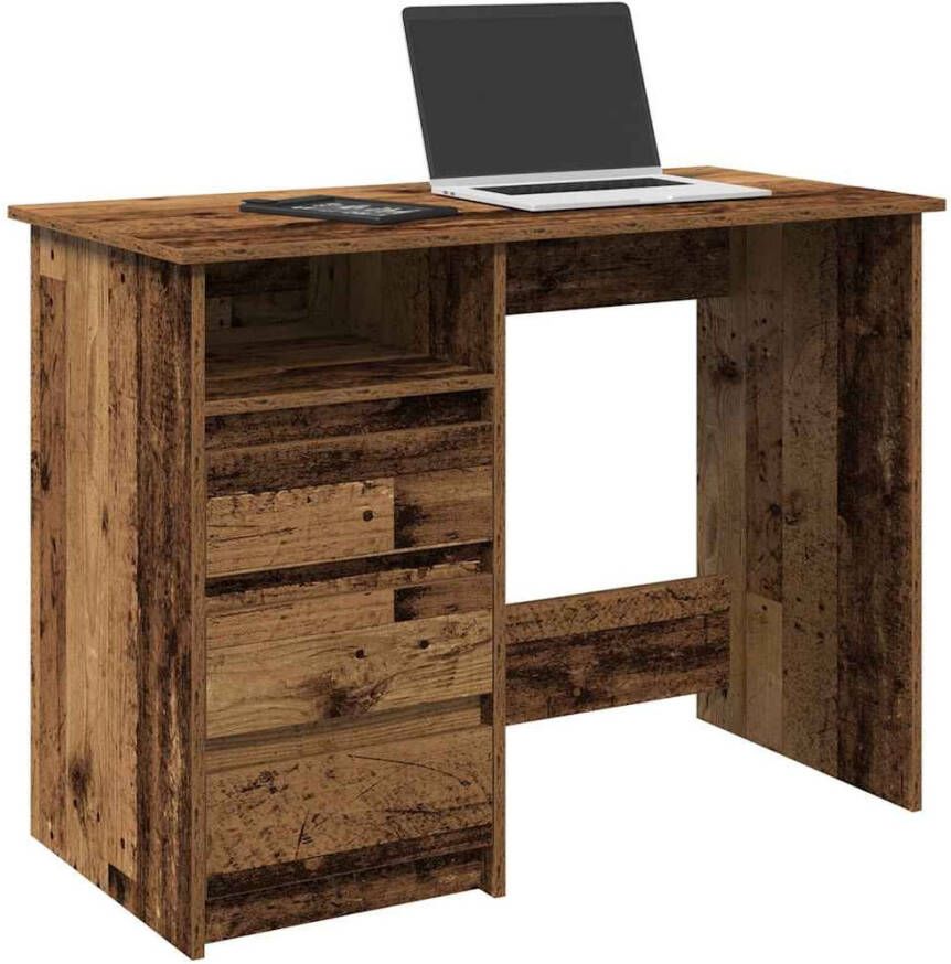 VidaXL Bureau 102x50x75 cm bewerkt hout oud houtkleurig