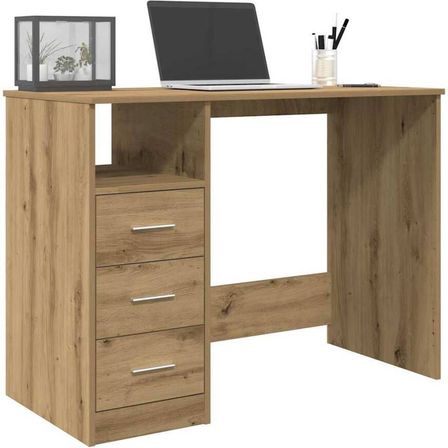 VidaXL Bureau 102x76x50 cm bewerkt hout artisanaal eikenkleur