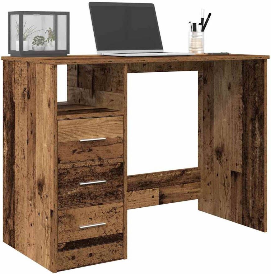 VidaXL Bureau 102x76x50 cm bewerkt hout oud houtkleurig