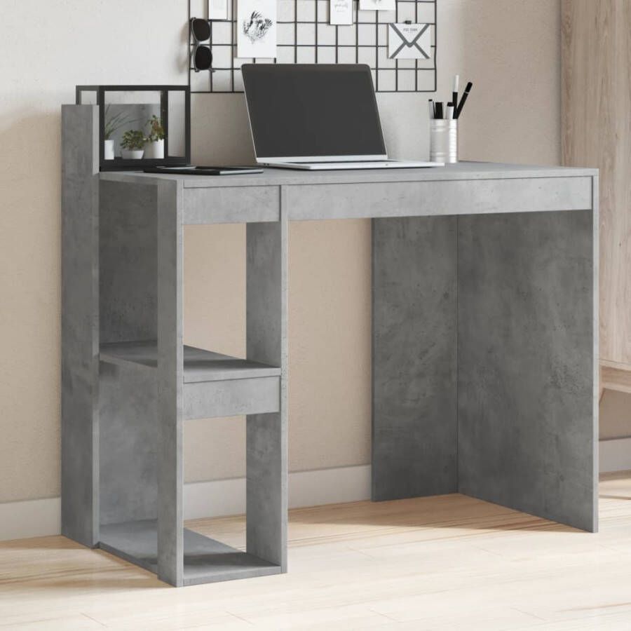 VidaXL Bureau 103 5x56 5x94 cm bewerkt hout betongrijs