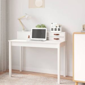 VidaXL Bureau 110x50x93 cm massief grenenhout wit
