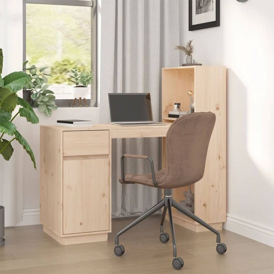 VidaXL Bureau 110x53x117 cm massief grenenhout