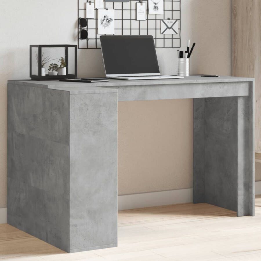 VidaXL Bureau 123 5x73 5x75 cm bewerkt hout betongrijs