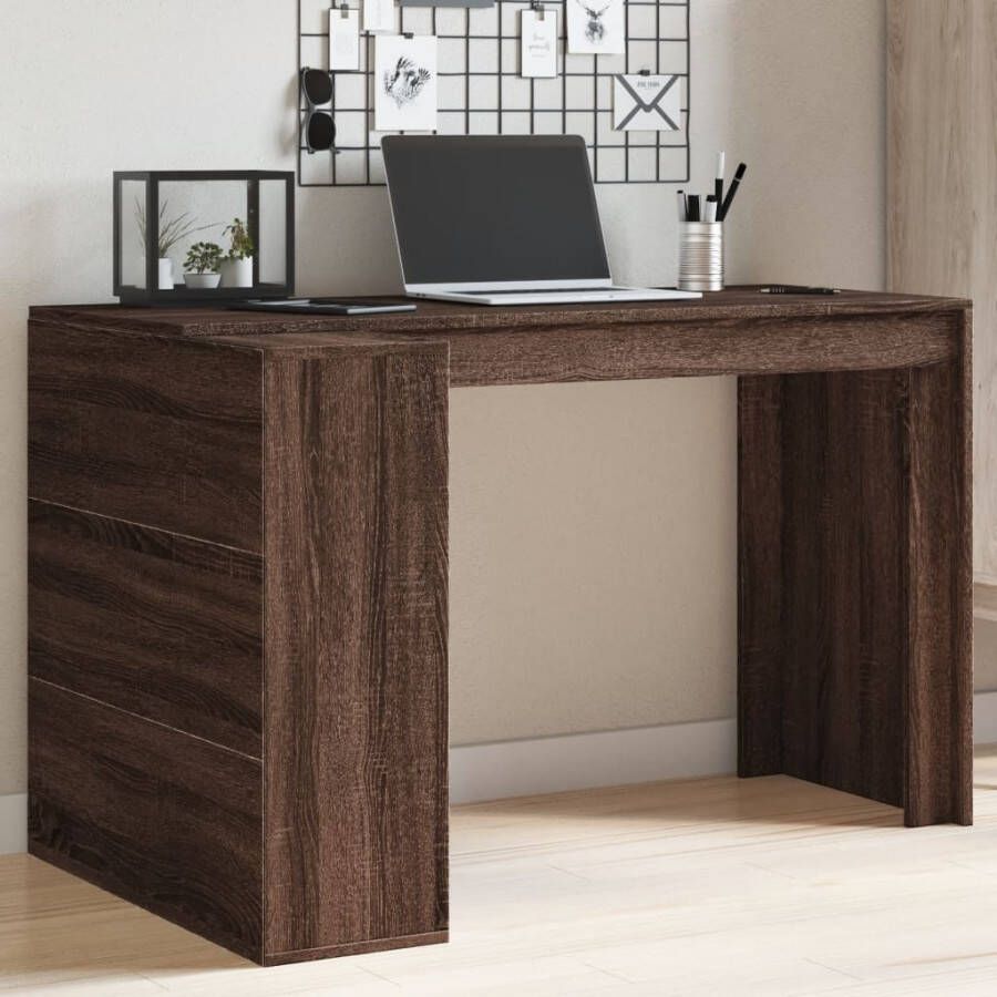 VidaXL Bureau 123 5x73 5x75 cm bewerkt hout bruin eikenkleurig