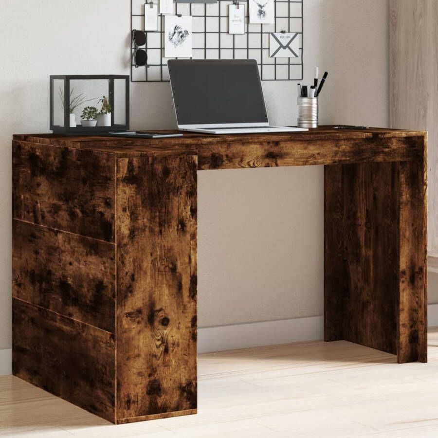 VidaXL Bureau 123 5x73 5x75 cm bewerkt hout gerookt eikenkleurig