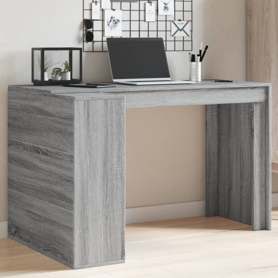 VidaXL Bureau 123 5x73 5x75 cm bewerkt hout grijs sonoma eikenkleurig