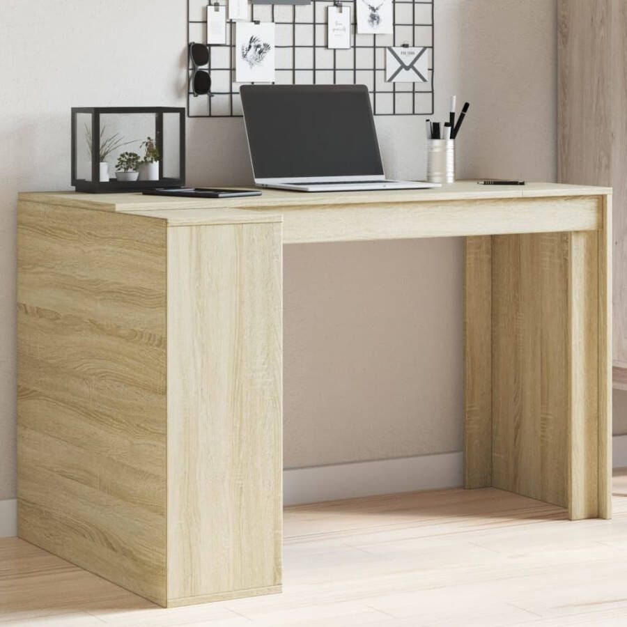 vidaXL Bureau 123 5x73 5x75 cm bewerkt hout sonoma eikenkleurig